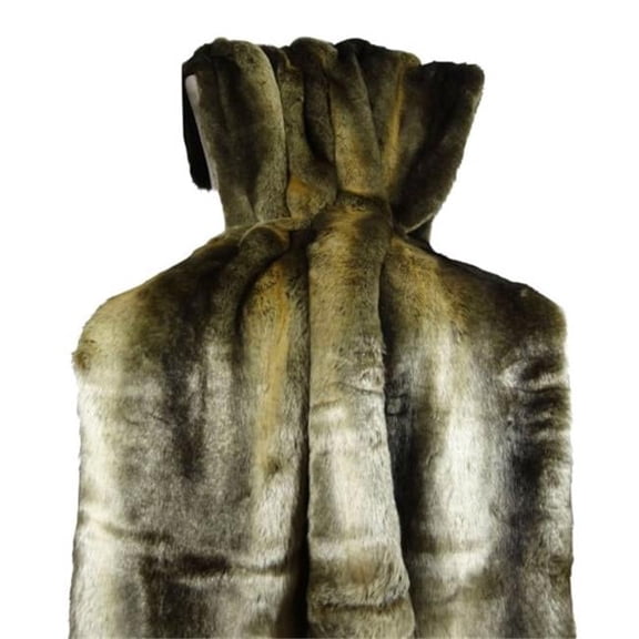 102 x 116 in. Tissavel Volga Rabbit Faux Fur Handmade Throw Blanket - Bronze & Brown