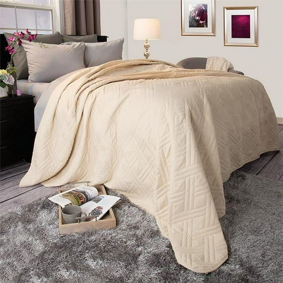 102 x 86 in. Solid Color Bed Quilt, Ivory - King Size