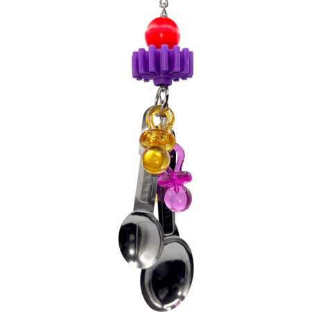 1020 Paci Spoon Beater M&M Bird Toys - Shiny Noisy Colorful Toy