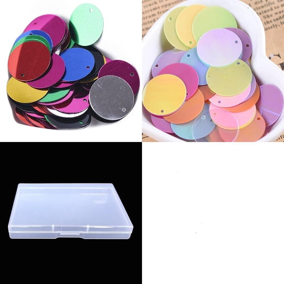 1020 Pcs Flat Round Sequin Paillettes 2 Styles 2cm(0.79'') PVC Colorful Large Shiny Loose Sequins Spangles with Hole