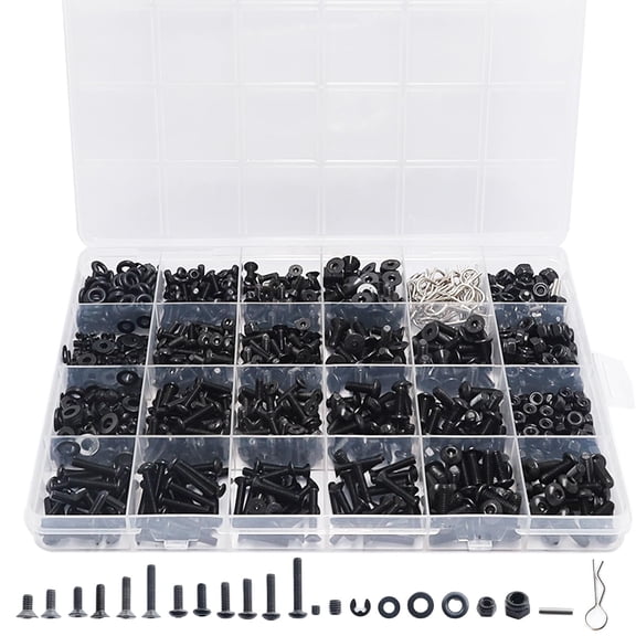 1020pcs Universal RC Screw Kit Hardware Fasteners for Traxxas Redcat Arrma Axial RC4WD HSP HPI SCX10 Losi 1/8 1/10 1/12 1/16 Scale RC Crawler Cars Trucks