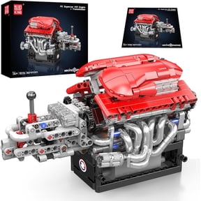 10226 FE Supercar V12 Engine Building Kit with Gearbox,863+ Pieces Mechanical Model Featuring Working Multi-Speed Transmission