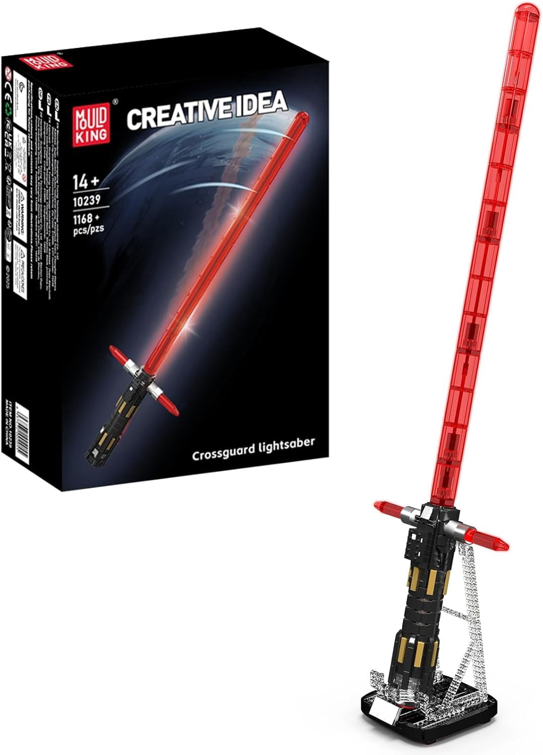 10239 Luminous Saber Building Kit, 1168 Pieces 1:1 Scale Light Sword Model with Rechargeable LED Lighting and Display Stand, Sophisticated Mechanical Assembly Project