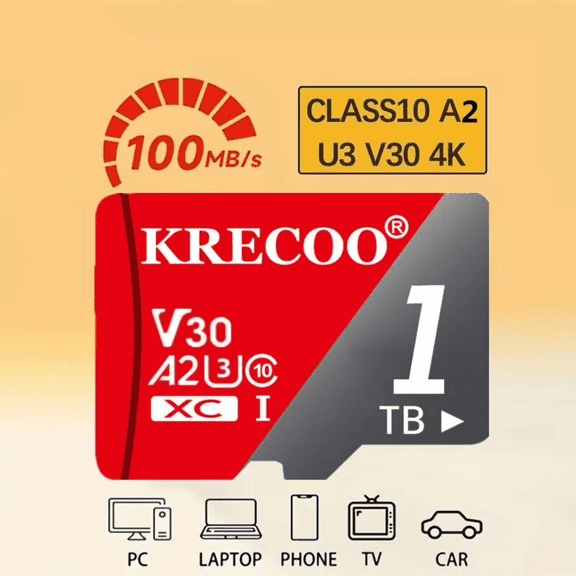 1024 Micro SD TF U3 Class 10 High-Speed Micro TF PRO PLUS Flash Memory Card for Smartphone, Tablet, Camera, and Car Recorder