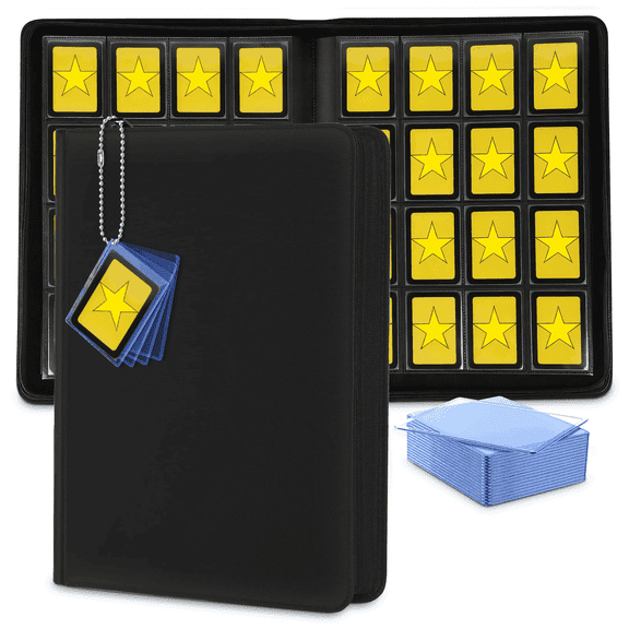 Qavora Premium 16 Pocket Trading Card Binder 1024 Pockets Zippered Sports Card Album Ringless Storage Organizer for MTG Baseball Football TCG