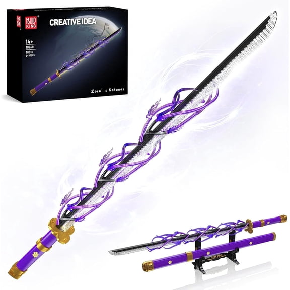 Ylutex Sword Building Block Set, Anime Sword with Holder Stand & LED Light, Assembly Collectible Model Kit(1801 PCS)