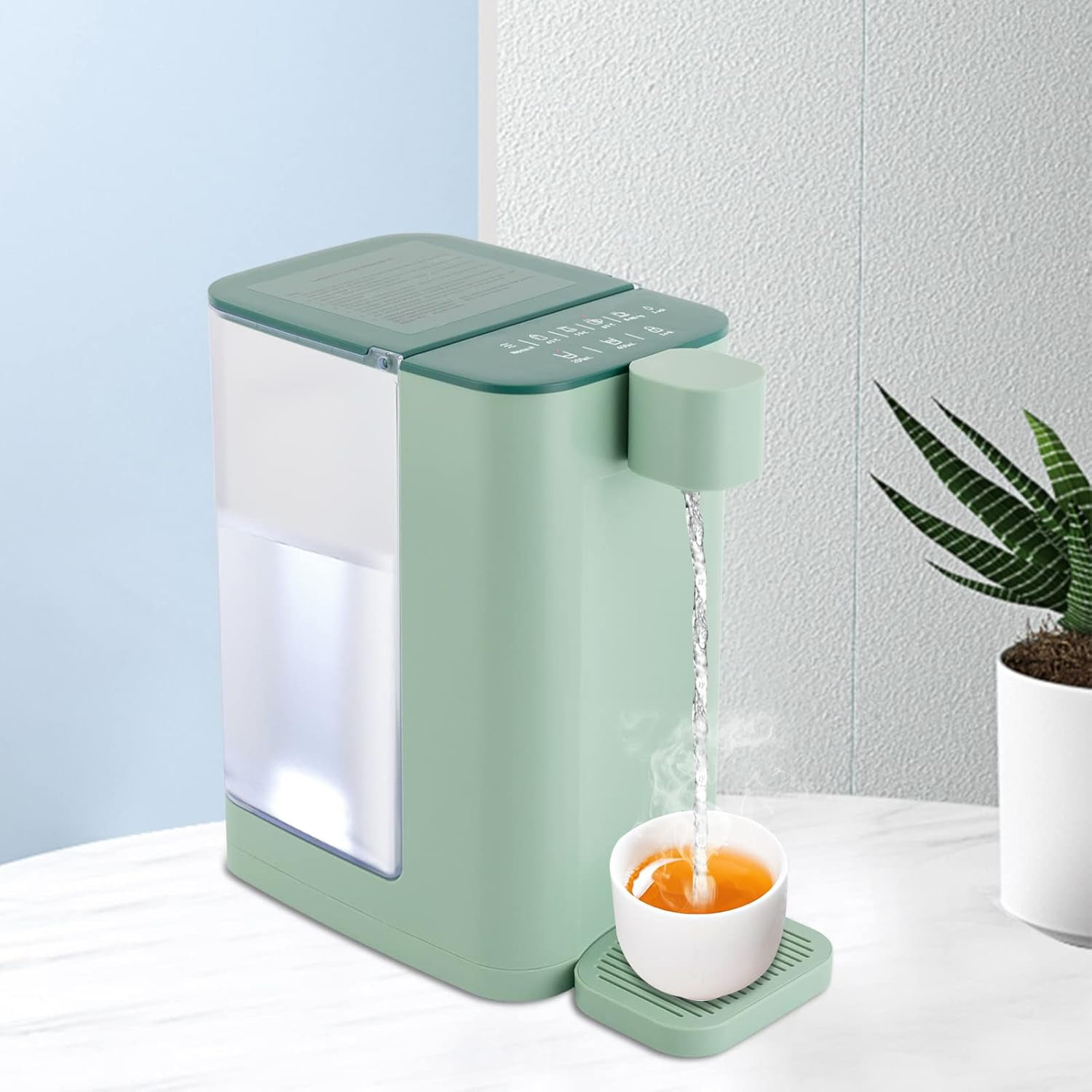 102Oz Instant Electric Kettle with 5 Temperatures, 1600W Instant Portable Hot Water Dispenser, Quick-Heating Water Dispenser with Night Light and Safety Lock for Homes, Offices, Schools (Green)
