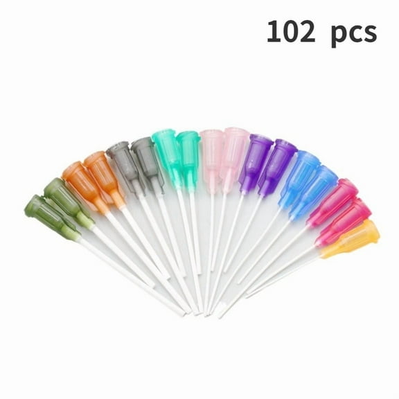 102Pcs 14G-25G 1.5'' Tube Length Luer Lock Pp Flexible Glue Dispensing Plastic Needle Tip 1-1/2 Inch