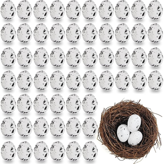 102Pcs Artificial Bird Eggs Fake Spotted Foam Eggs for Easter DIY Crafts Garden Nest Decor