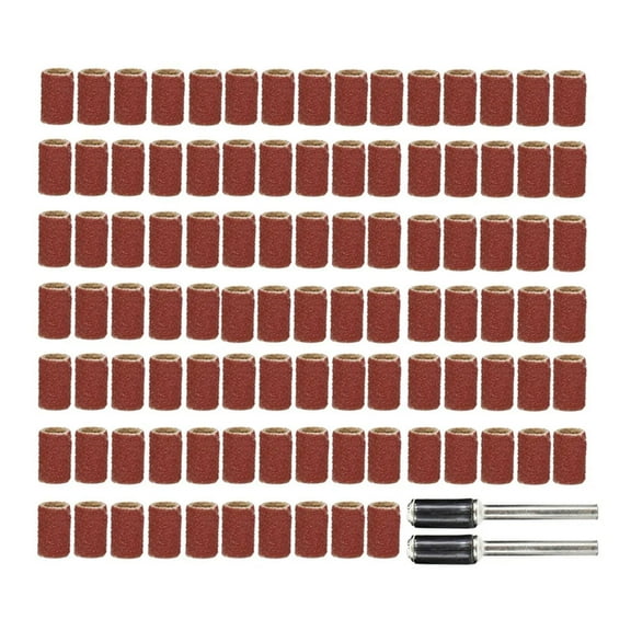102Pcs Sanding Drum Set for Drum Sander Include 100Pcs Sanding Drums with 2Pcs Drum Mandrels Grinding Head Set