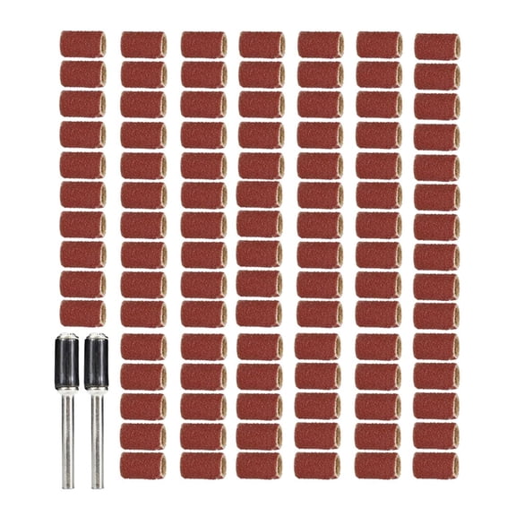 102Pcs Sanding Drum Set for Drum Sander Include 100Pcs Sanding Drums with 2Pcs Drum Mandrels Grinding Head Set