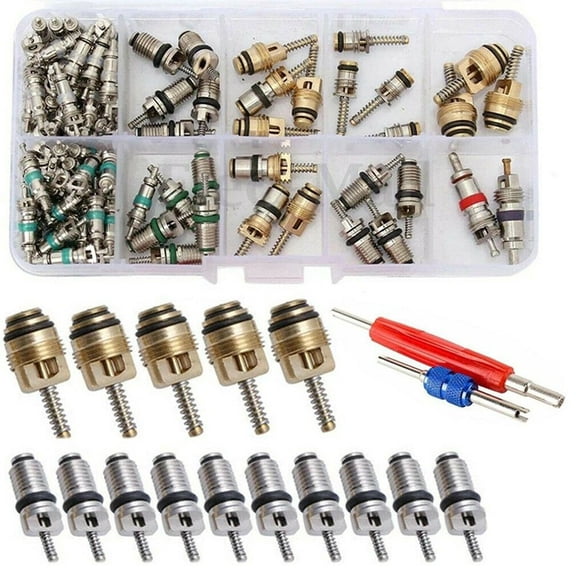 102X R134a Car A/C Air Conditioning Valve Cores Auto Air Con Tool Kit 1/4" 5/16"