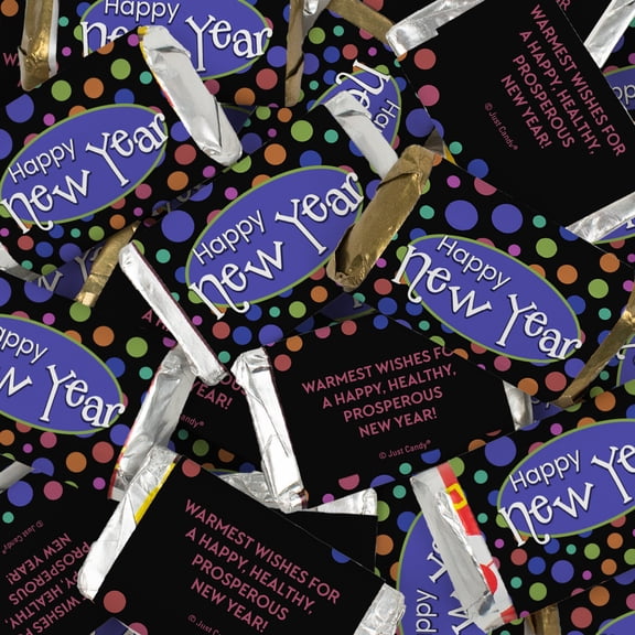 102ct Happy New Year Assorted Wrapped Chocolate Miniatures For Party Favors - Polka Dot