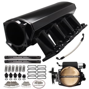 102mm Intake Manifold with Fuel Rails Throttle Body for Chevrolet Chevy GMC Pontiac LS LS1 LS2 LS6 (Black)