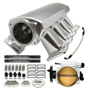 102mm Intake Manifold with Fuel Rails Throttle Body for Chevrolet Chevy GMC Pontiac LS LS1 LS2 LS6 Silver