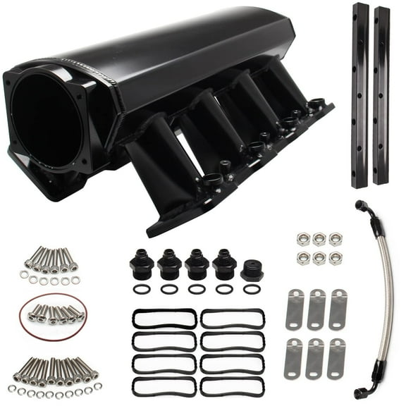102mm Intake Manifold with Fuel Rails for Chevrolet Chevy GMC Pontiac LS LS1 LS2 LS6 (Black)