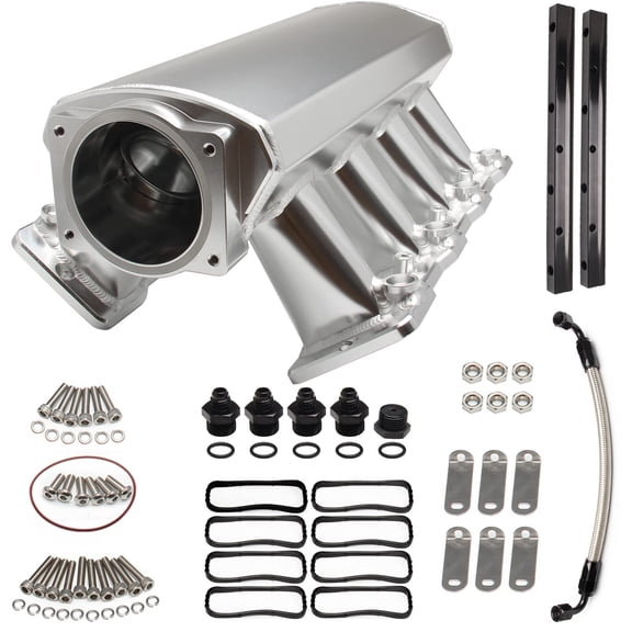 102mm Intake Manifold with Fuel Rails for Chevrolet Chevy GMC Pontiac LS LS1 LS2 LS6 (Silver)