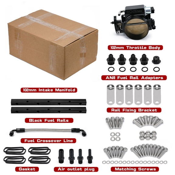 102mm Low Intake Manifold LS1 LS2 LS6 4.8L 5.3L 5.7L& Fuel Rail Throttle Body