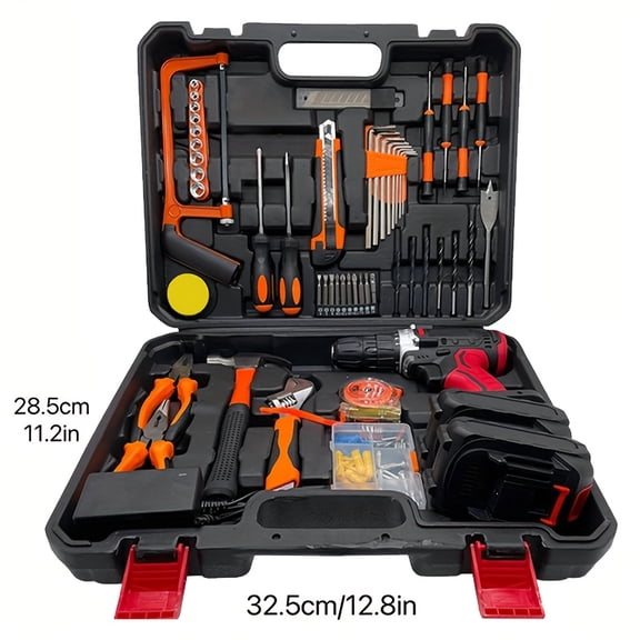 102pcs Electric Tool Kit - Wireless Drill Bits/Screwdrivers, Wrenches & Multi-Tools | Home Gardening, Summer Camping | Ideal Gift for Men & Women