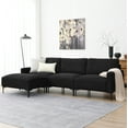 thumbnail image 1 of 103.5*59" Modern L-shaped Sectional Sofa,4-seat Velvet Fabric Couch Set with Convertible Ottoman,Freely Combinable Sofa Set for Living Room,Apartment,Office,Apartment,Black, 1 of 7