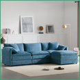 thumbnail image 1 of 103.5” Chenille Modular Sectional Sofa – 4-Seat L-Shaped Cloud Couch with Deep Wide Seats & Movable Ottoman for Living Room, 1 of 13
