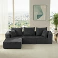thumbnail image 1 of 103.5" L-Shaped Corner Sectional Sofa – Large Modular Family Couch, Modern Corduroy 4-Seater Sofa with Deep Seat, Cozy Living Room Chaise, No Assembly, Left Facing Chaise Sofa, Dark Gray, 1 of 7