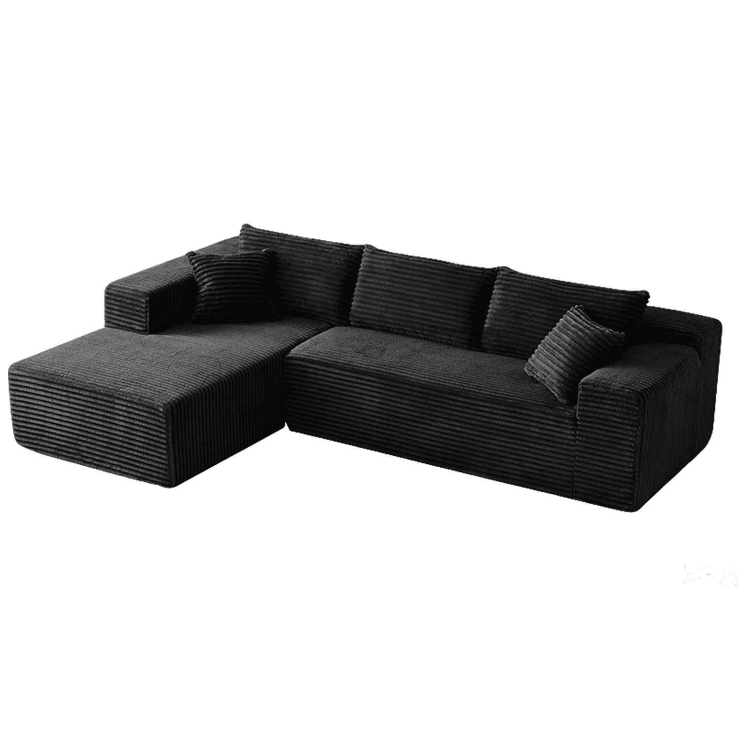 104" Flannel Sectional Sofa, L-Shaped Modern Modular High-Density Sponge Corner Sofa with Chaise Lounge & Pillows, Upholstered Cloud Couch for Living Room Bedroom Apartment