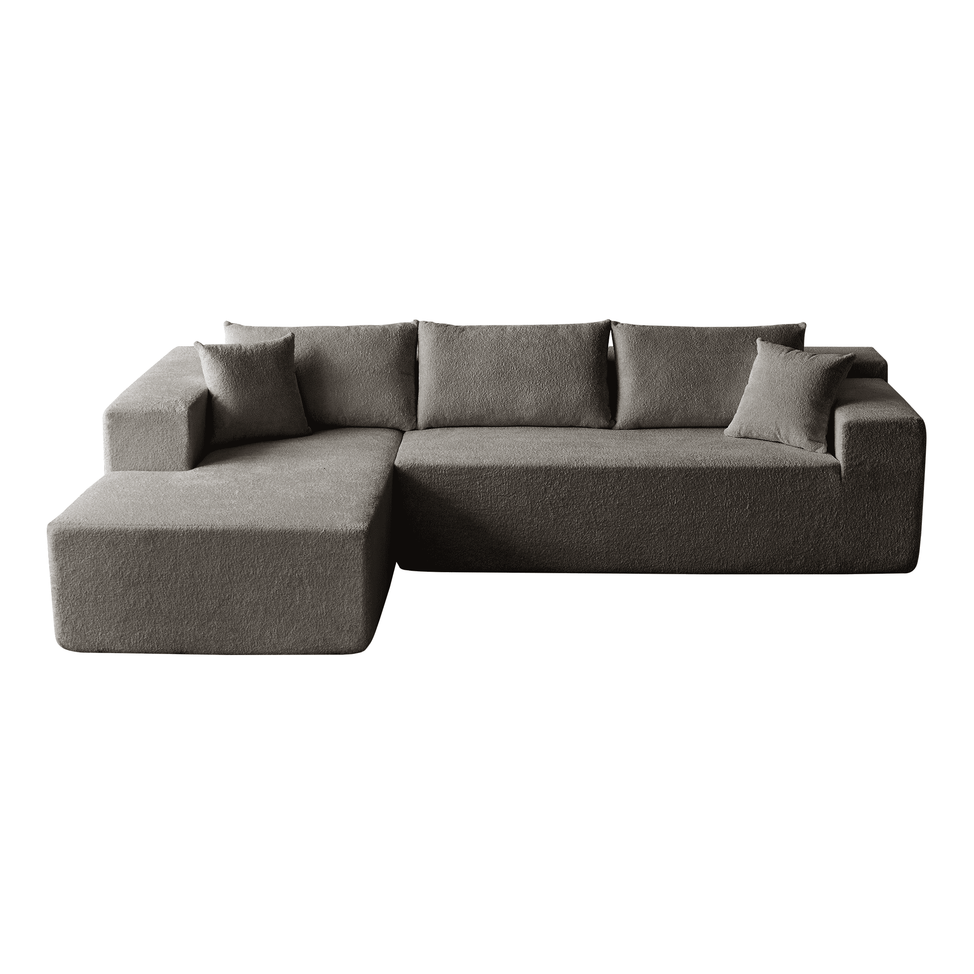 104" Sectional Sofa, L-Shaped Modern Modular High-Density Sponge Corner Sofa with Chaise Lounge & Pillows, Upholstered Cloud Couch for Living Room Bedroom Apartment