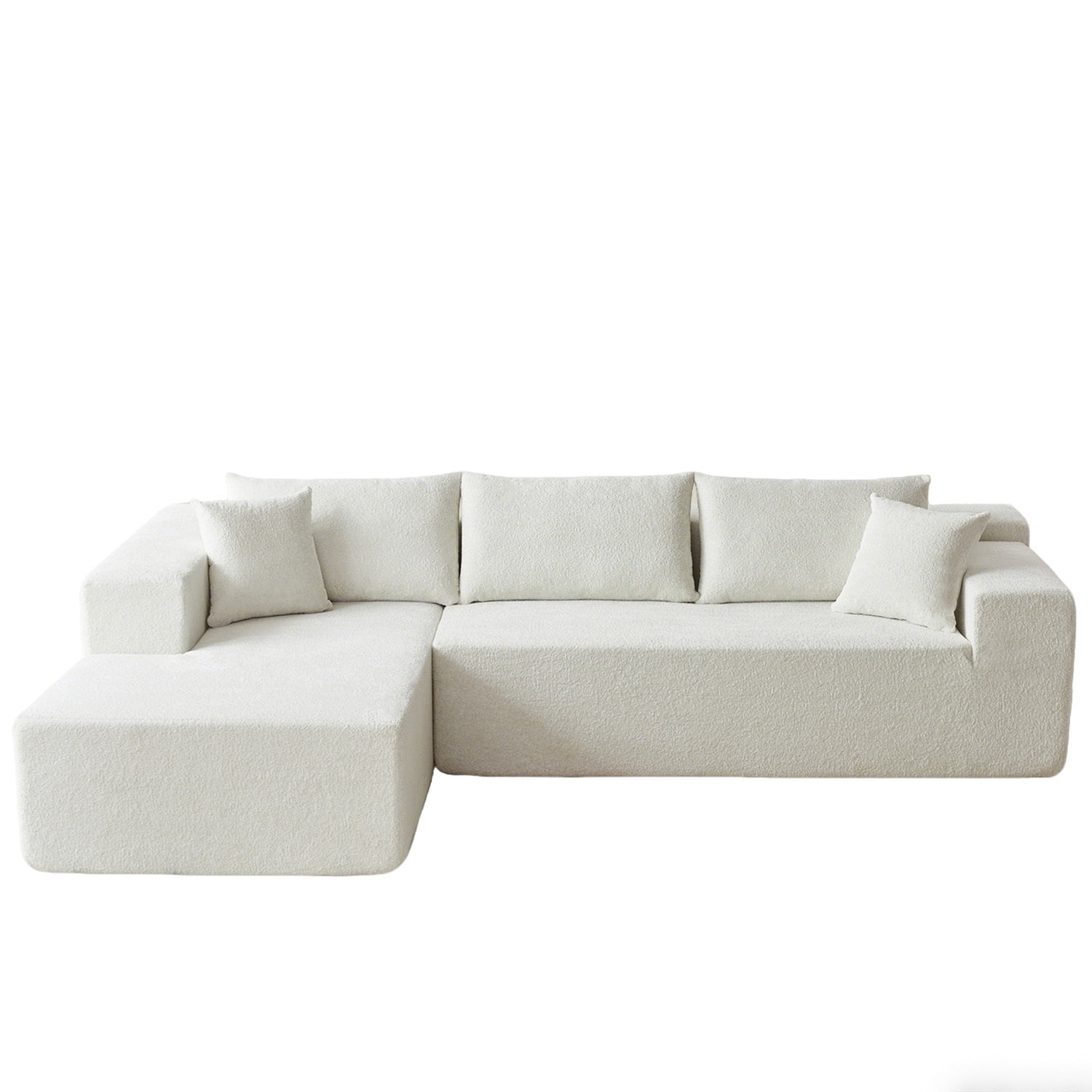 104" Sectional Sofa, L-Shaped Modern Modular High-Density Sponge Corner Sofa with Chaise Lounge & Pillows, Upholstered Cloud Couch for Living Room Bedroom Apartment