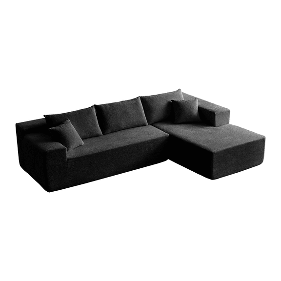 104" Sectional Sofa, L-Shaped Modern Modular High-Density Sponge Corner Sofa with Chaise Lounge & Pillows, Upholstered Cloud Couch for Living Room Bedroom Apartment