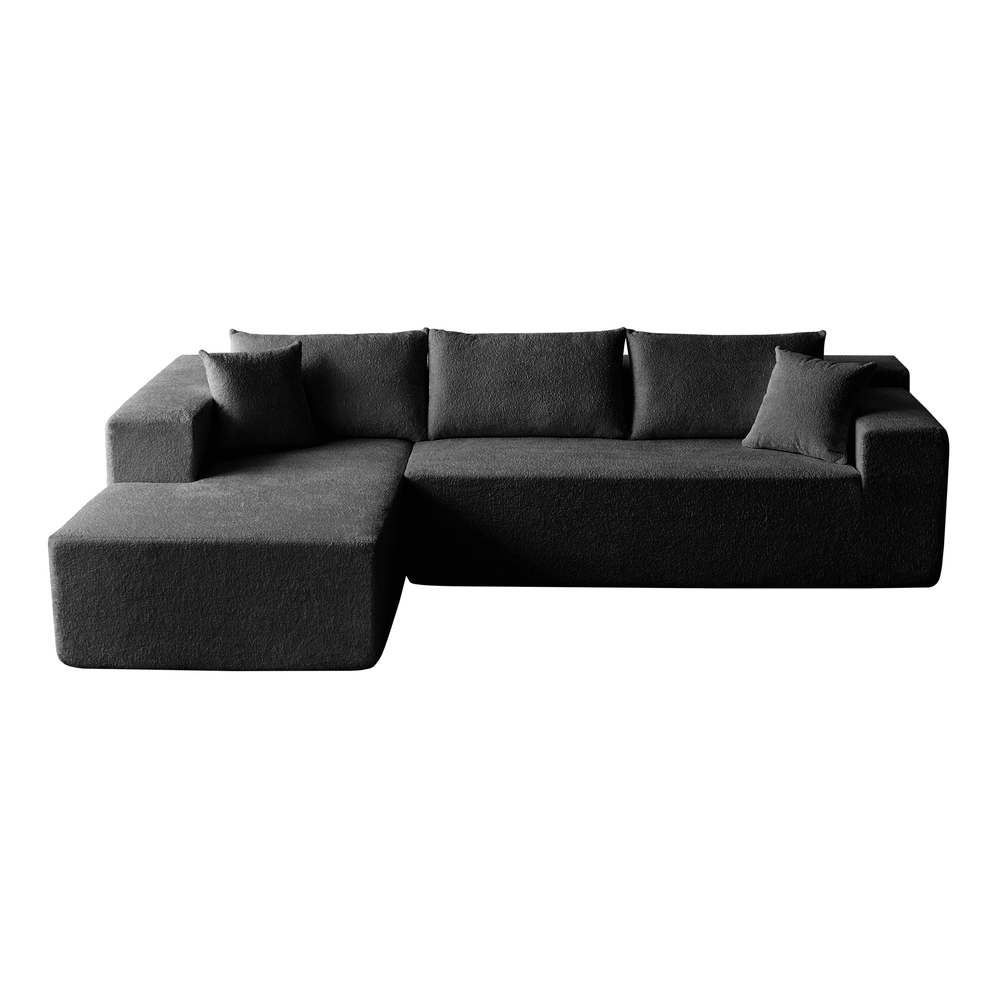 104" Sectional Sofa, L-Shaped Modern Modular High-Density Sponge Corner Sofa with Chaise Lounge & Pillows, Upholstered Cloud Couch for Living Room Bedroom Apartment