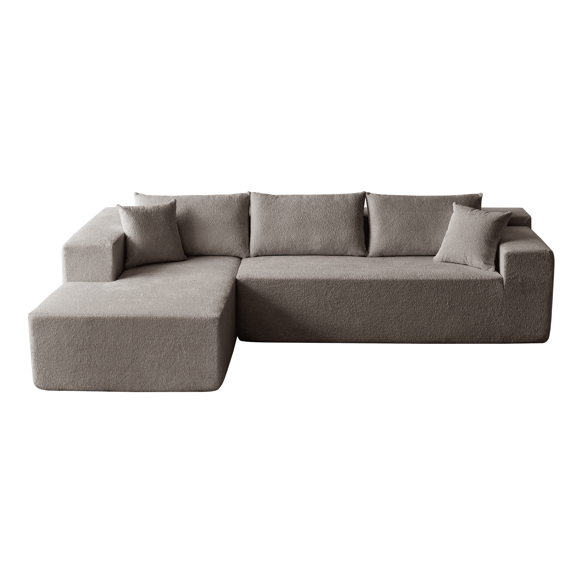 104" Sectional Sofa, L-Shaped Modern Modular High-Density Sponge Corner Sofa with Chaise Lounge & Pillows, Upholstered Cloud Couch for Living Room Bedroom Apartment