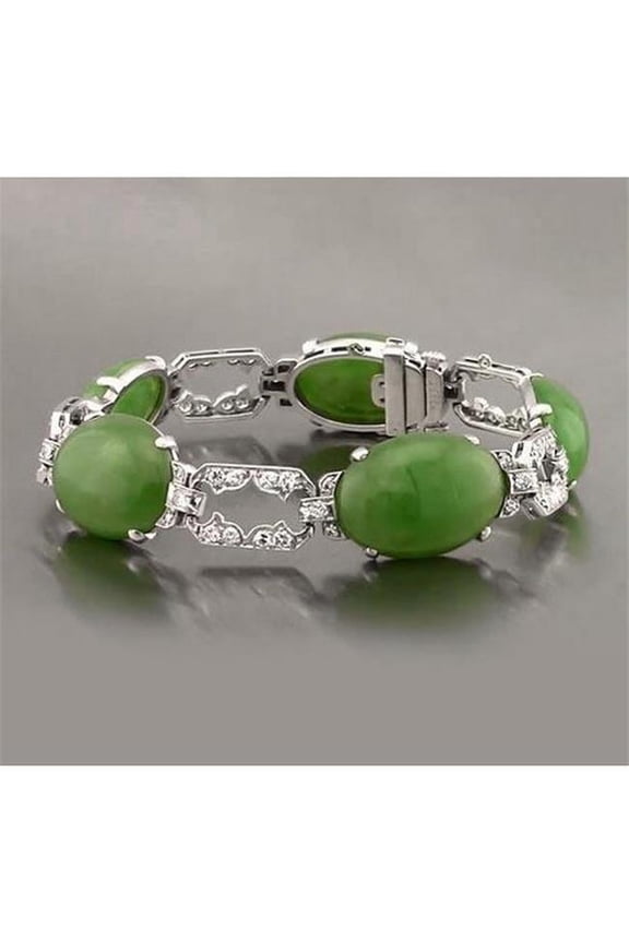 103 CT Jade Diamond Bracelet, White Gold