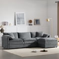 thumbnail image 1 of 103" Chenille Modular Sectional Sofa with Deep and Wide Seat, L Shaped Cloud Couch Set with Double Cushions, 4 Seat Sofa with Movable Ottoman, Oversized Indoor Furniture (Gray), 1 of 11