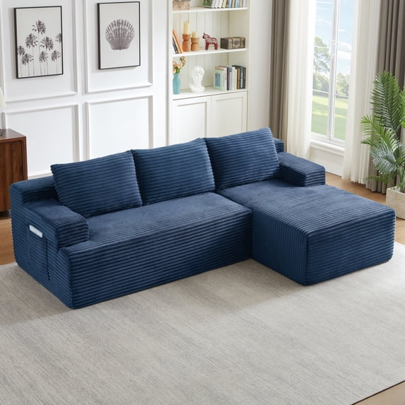 103"Cloud Sectional Sofa with L-Shaped Chaise,Modern combination of comfortable fluffy boneless sofa,Upholstered Deep Seat for Living Room Bedroom,No Assembly Required(Right Facing Chaise,Blue)