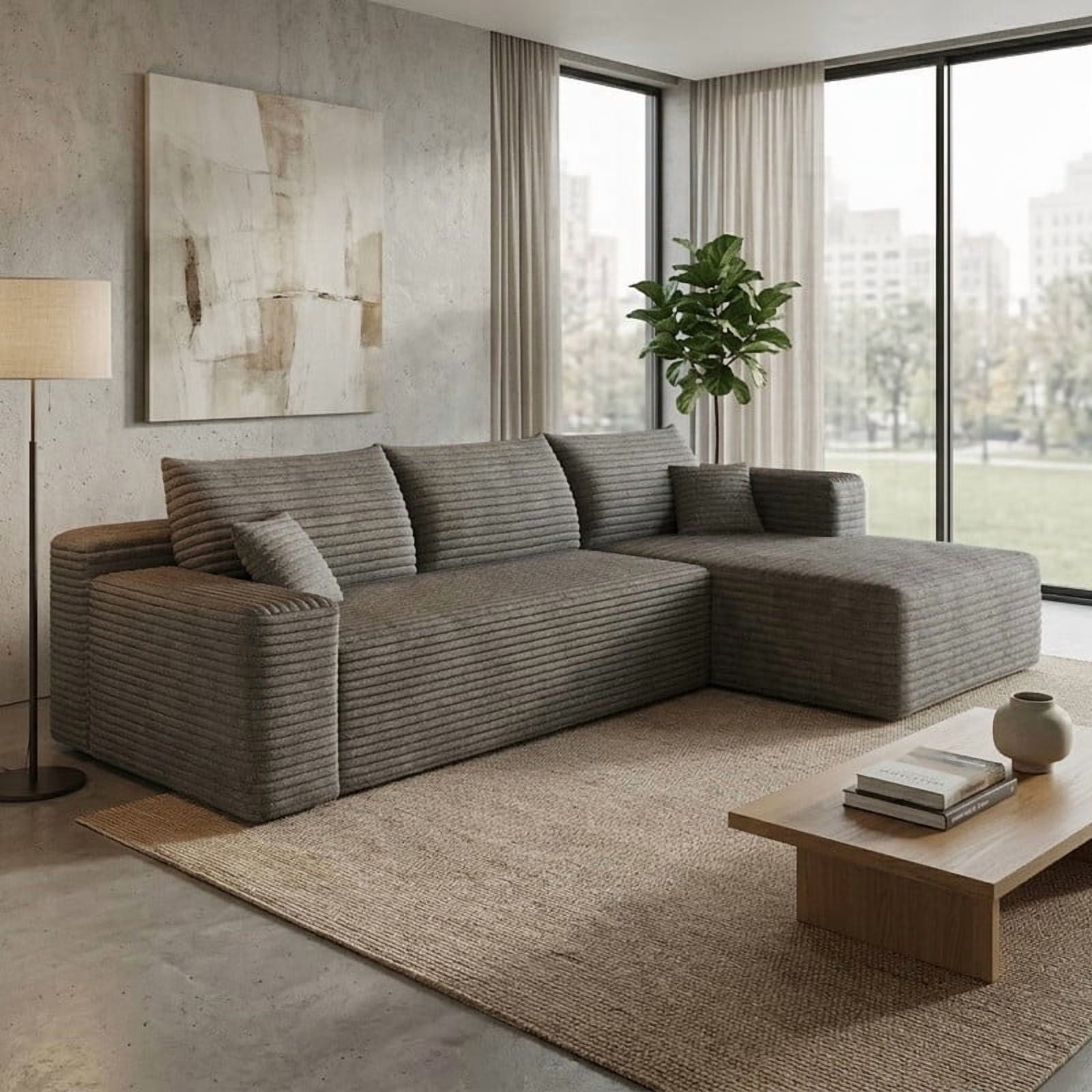 103" Cloud Sectional Sofa, Modern L-Shaped Modular Couch with Chaise Lounge, Minimalist Comfort Deep Seat Sofa for Living Room, Apartment, Bedroom, No Assembly Required