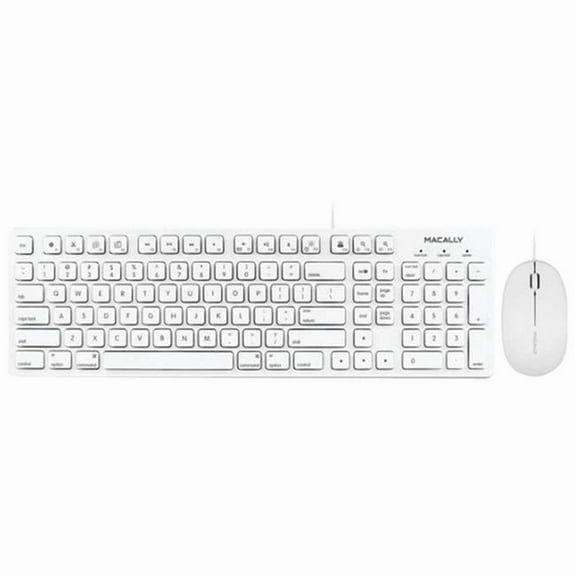 103-Key USB Keyboard with Shortcut Keys & 3-Button USB Optical Mouse Combo for Mac, White - Full-Size