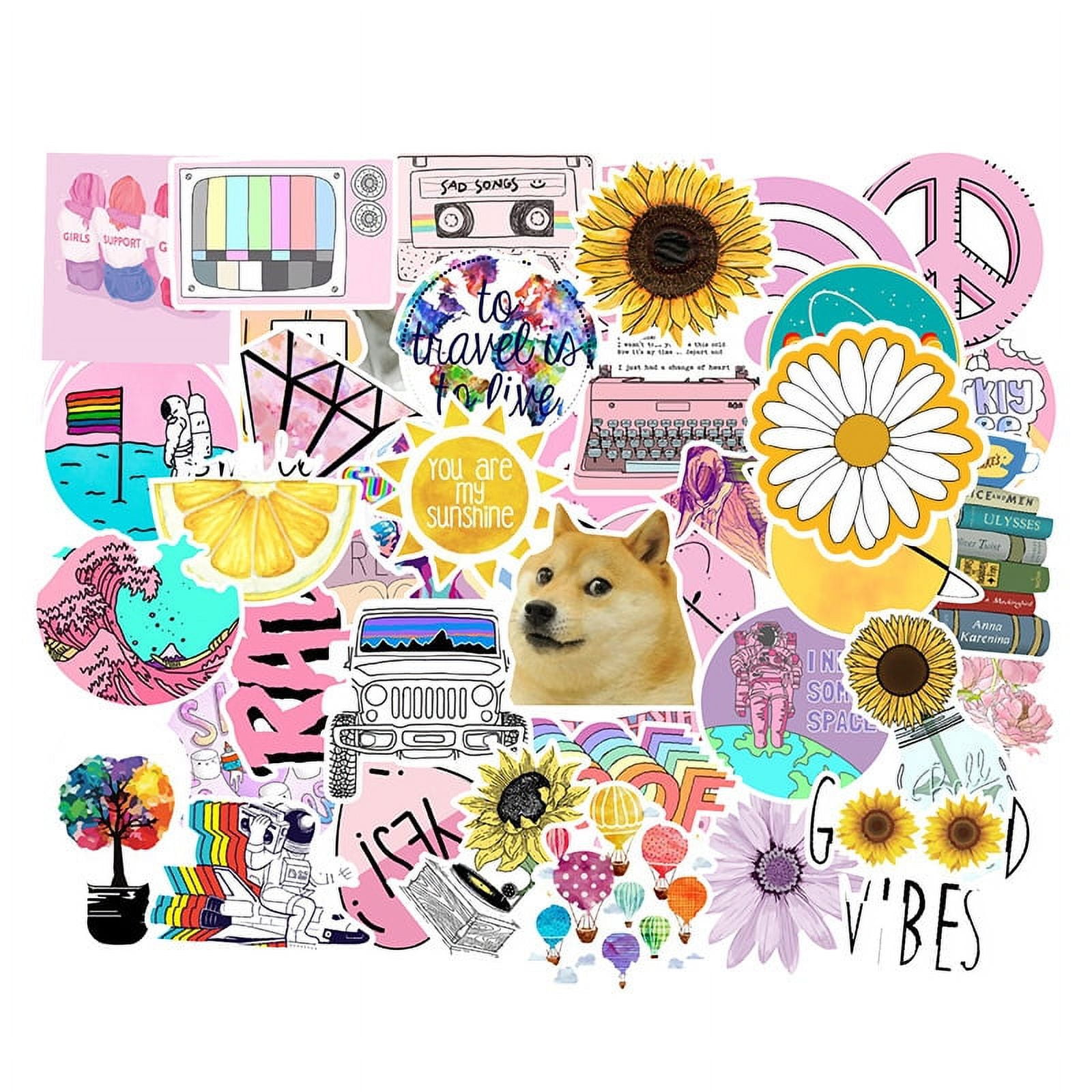 6 Pcs Waterproof Flowers Stickers Decals for Laptop Skateboard Computer  Phone