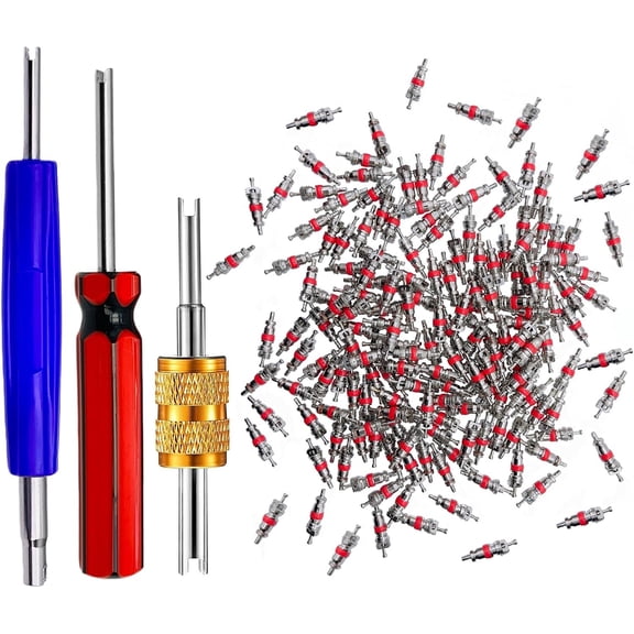 103 count Valve Core Set, TPMS Safe, 100 count Nickel Plated Brass Valve Cores,Valve Core Kit for , , Semi-, , Bikes, HVAC Applications