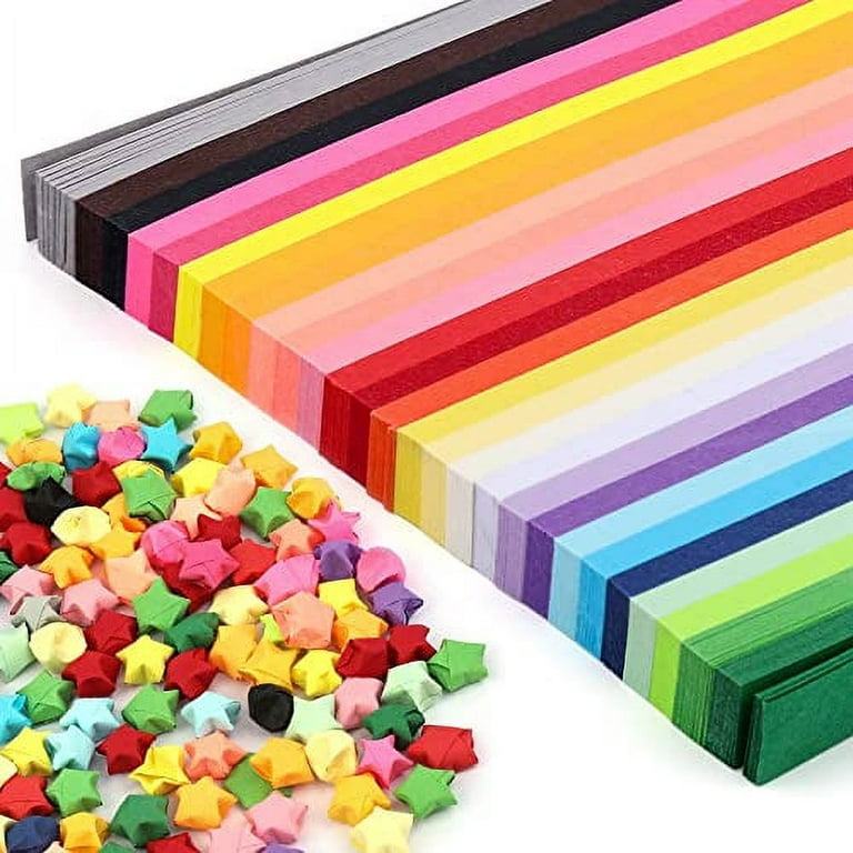 544 Sheets Star Origami Paper 32 Assortment Color Star Paper Strip with 4pcs Transparent Gift Box Double Sided Folding Strips Decoration Paper