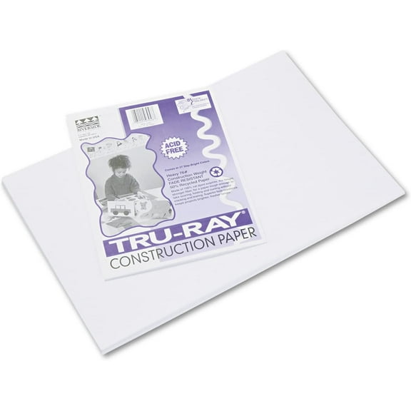103058 Tru-Ray Construction Paper, 76 lbs, 12 x 18, White, 50 Sheets/Pack