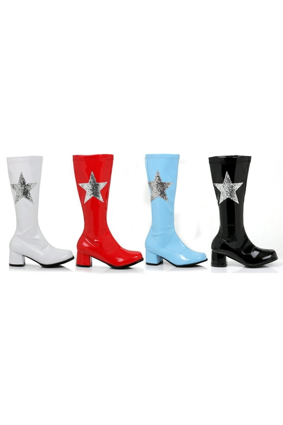 1031 175-STAR KIDS 1.75" Heel Gogo Knee High Boot With Glitter Star