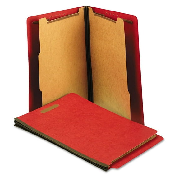 10320 Pressboard End Tab Folders, Letter, Six-Section, Bright Red (Box of 10)