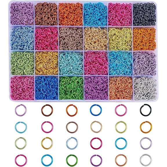 10320Pcs 24Colors Jump Rings for Jewelry Making, Aluminum Jump Ring 6MM O Shape Colored Jump Rings for Necklace Bracelet Earrings Charm Jewelry Making Supplies(430Pcs/Color)