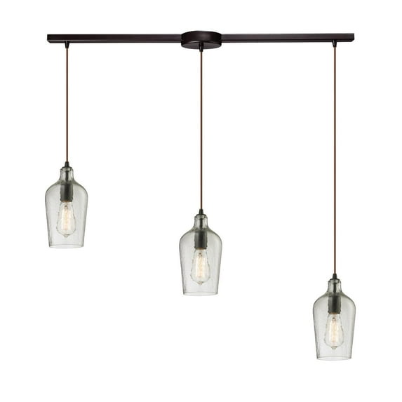 10331/3L-CLR-Elk Lighting-Hammered Glass - 3 Light Linear Pendant in Transitional Style with Southwestern and Vintage Charm inspirations - 10 Inches