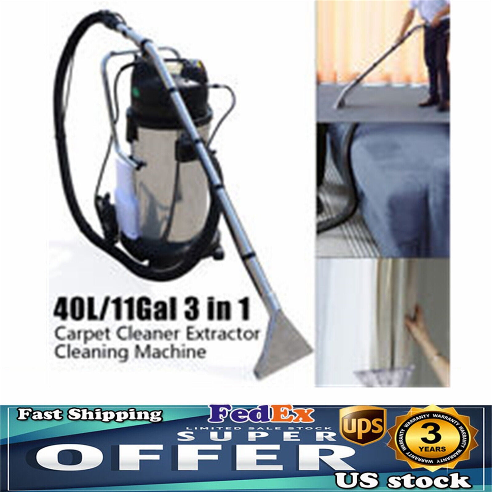 1034W 40L Commercial Carpet Cleaning Machine Pro Cleaner Vacuum Cleaner