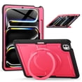 thumbnail image 1 of Shockproof Case for Apple iPad Pro 11 Inch 2024, Rugged Hybrid Protective Cover with Pencil Holder & Shoulder Strap Kids Friendly Rotating Kickstand Case for iPad Pro 11" 2024 M4,Rose, 1 of 9