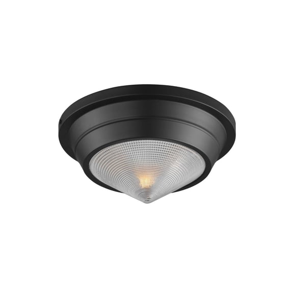 Hargreaves 1 - Light Black Incandescent Glass And Steel Flush Mount Light