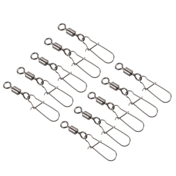 103LBS Stainless Steel Fishing Rolling Swivel with Coastlock Snap, Black 60 Pack