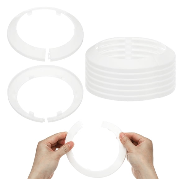 103mm Plumbing Cover Plates, 9 PCS Wall Split Flange Pipe Cover Decoration Escutcheon Plate Collar Flange Water Pipe Cover Decoration PP Plastic for Wall Pipe Tube Hole, White